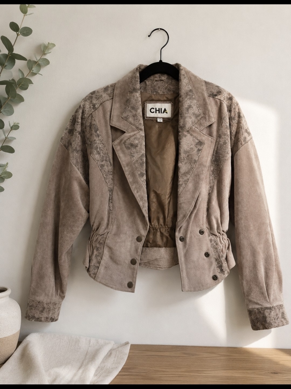 CHIA Taupe Suede Women's Jacket